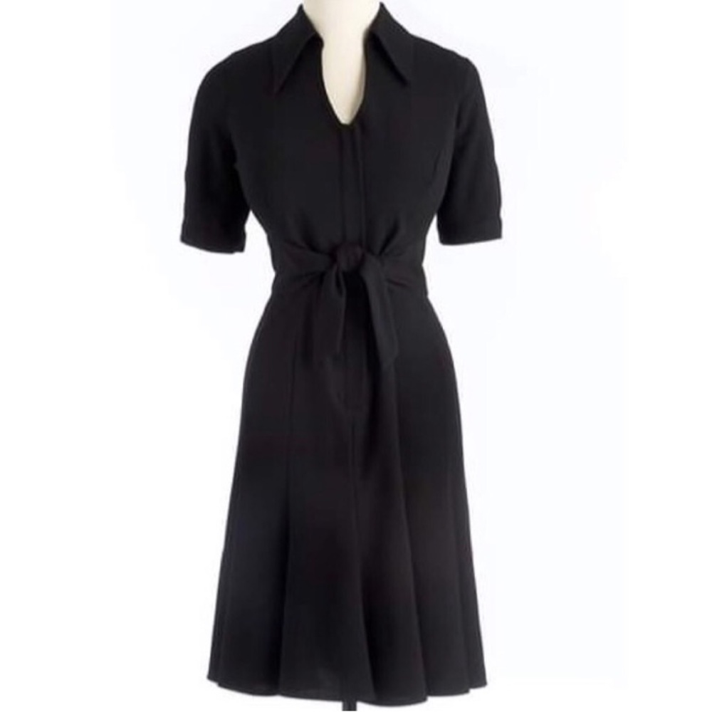 Carrisa Rose Black Fit Flare Midi Dress | Busty Wrap Tie Twirly Dress | Size 4RE